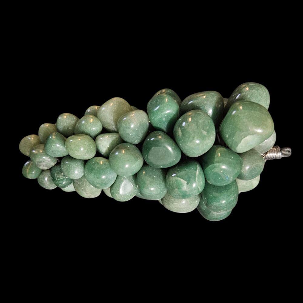 Vintage Jadite Stone Grape Cluster Sculpture Green Fruit Decor